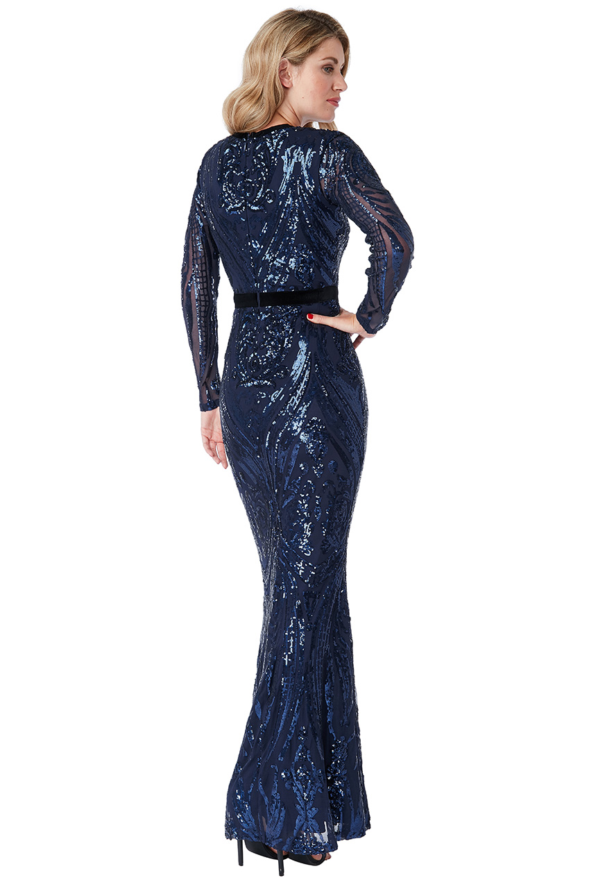 Luxusní večerní šaty MIKKA s flitry modrá