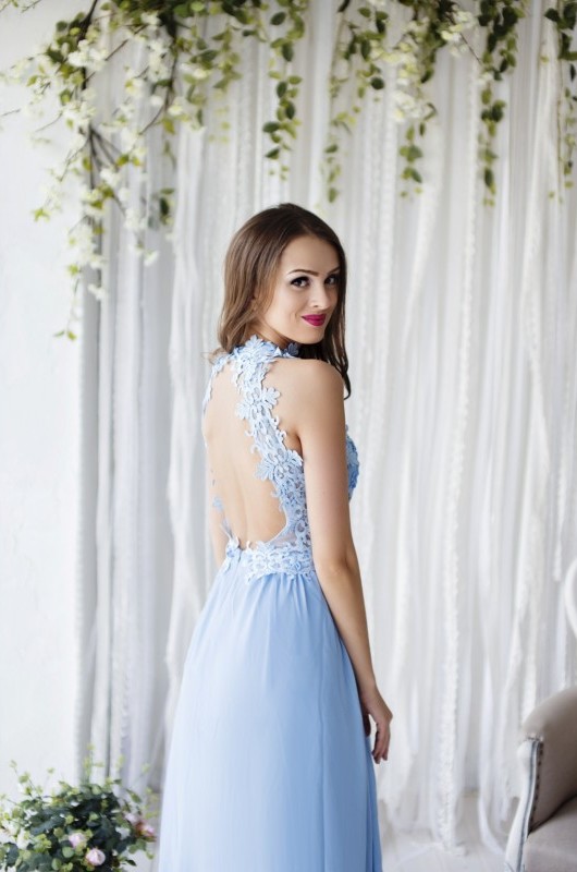 Dámské plesové a společenské dlouhé šaty Olya modrá