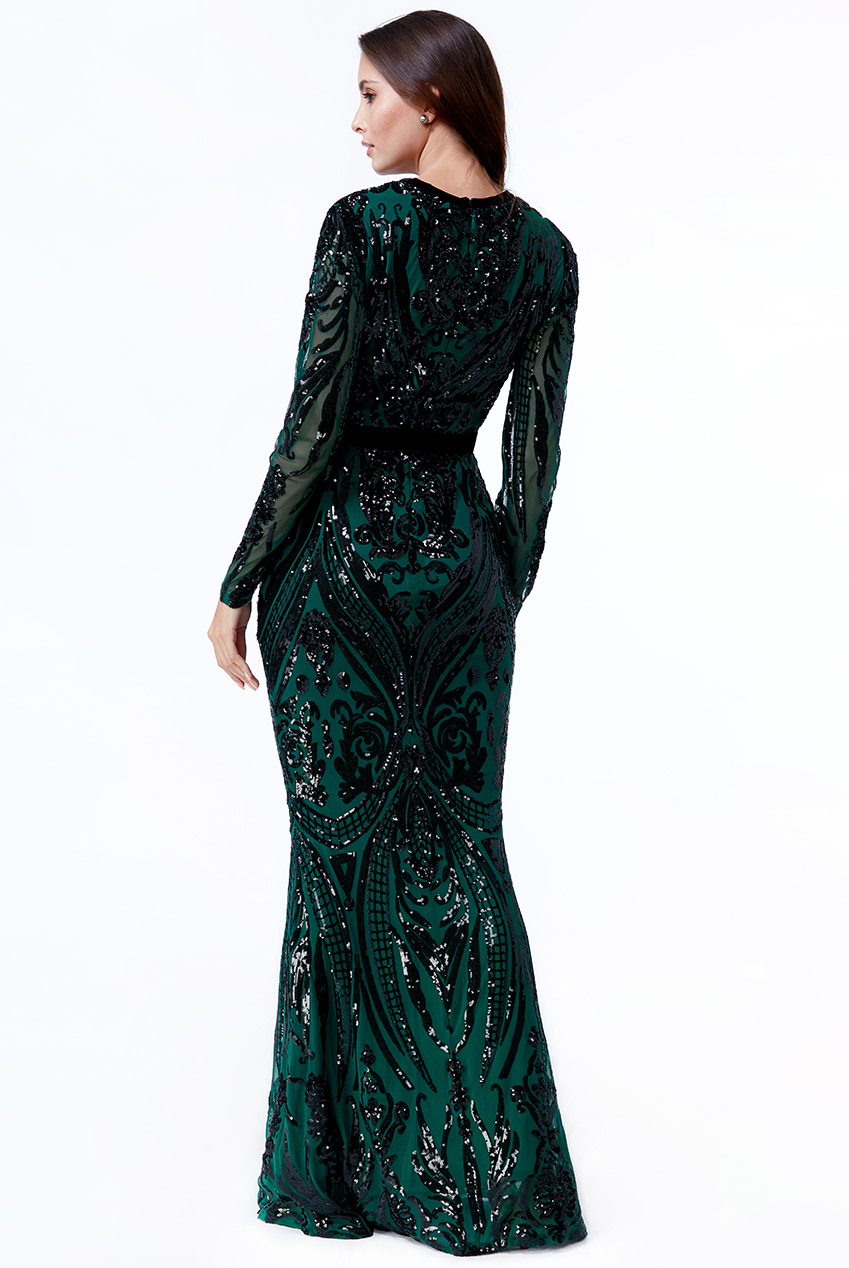 Luxusní večerní šaty Stephanie s flitry zelená