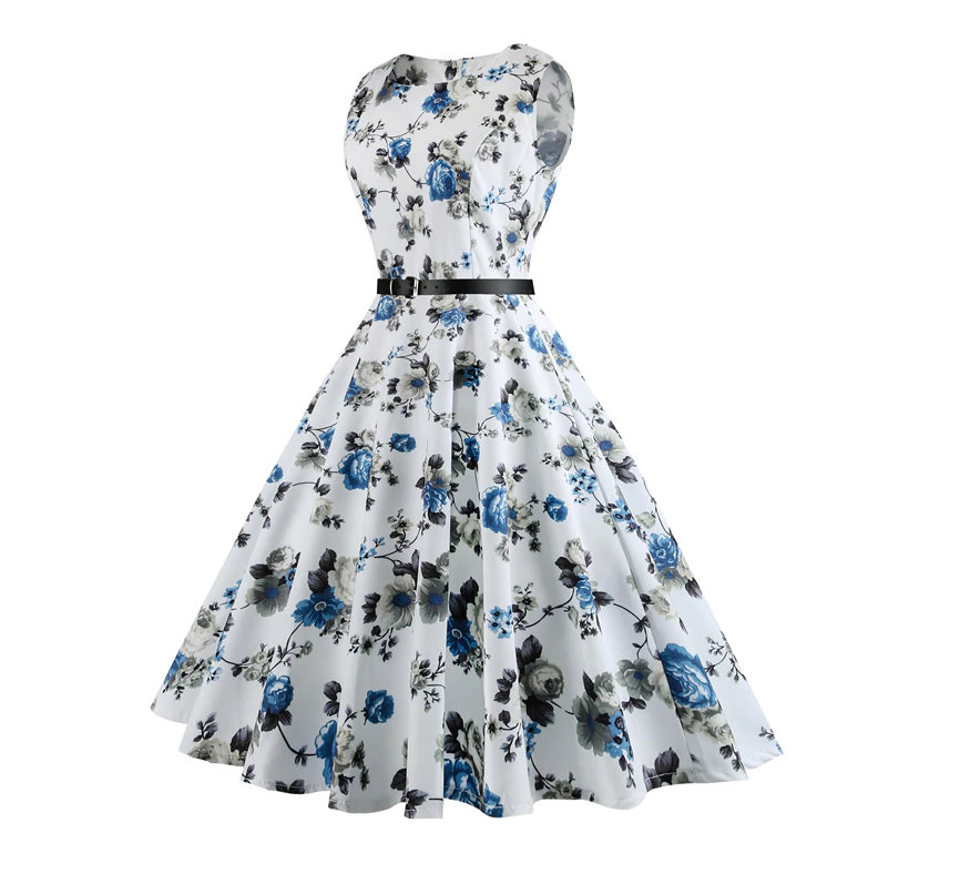 Dámské letní šaty s květy modrá