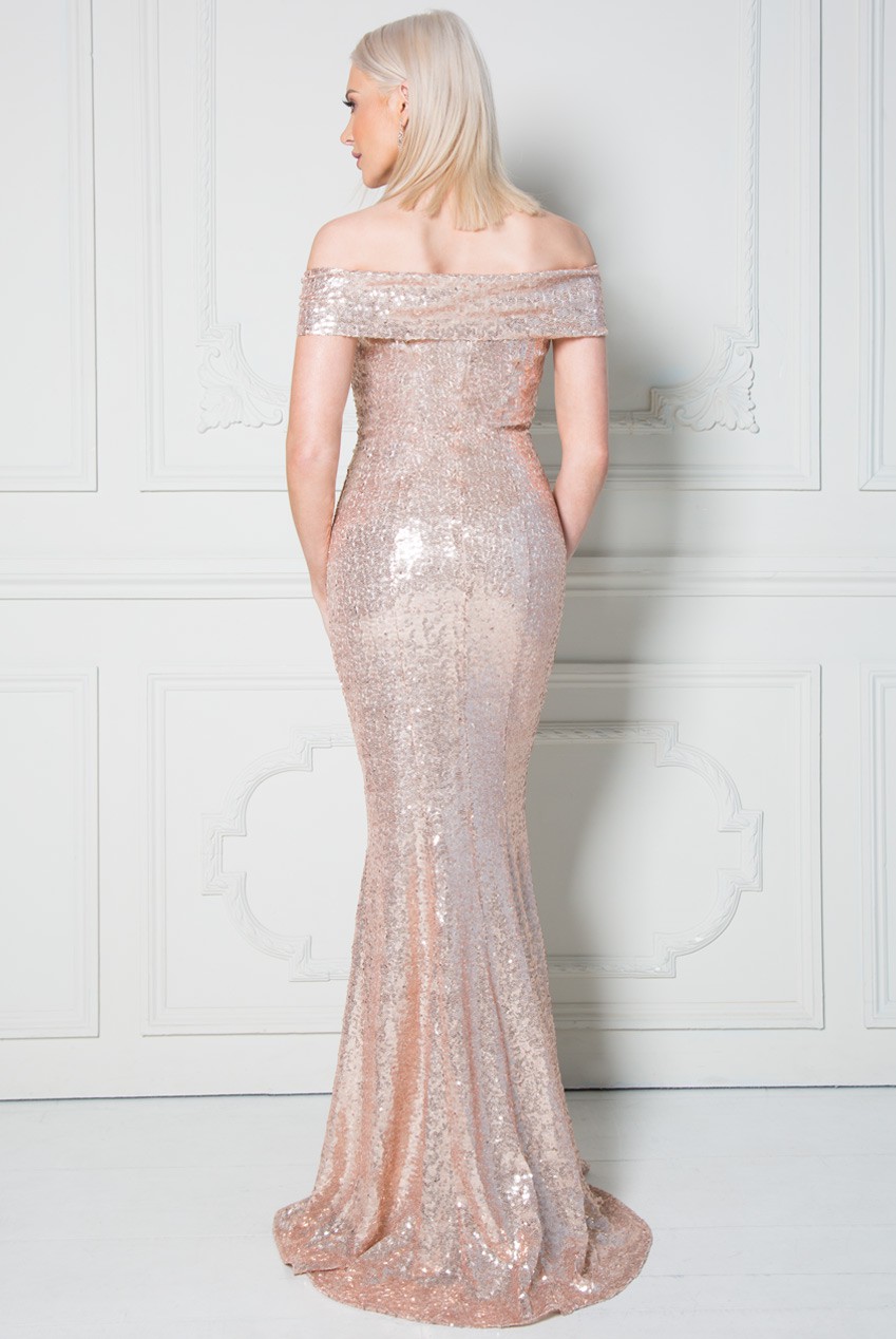 Luxusní večerní šaty Stephanie Pratt šampaň