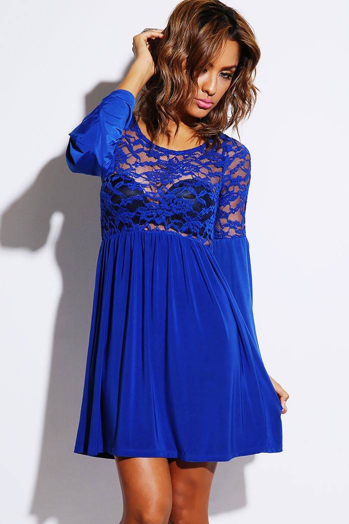 Dámské šaty DIANA s krajkou modré