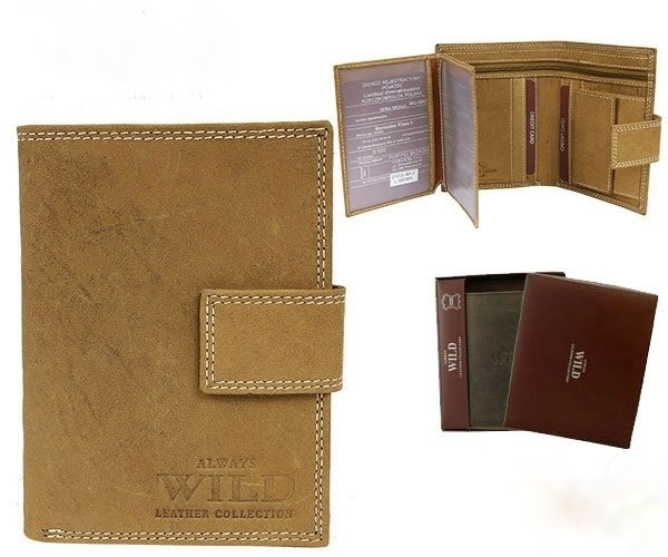 Pánská kožená peněženka ALWAYS WILD D1072L-MHU písková