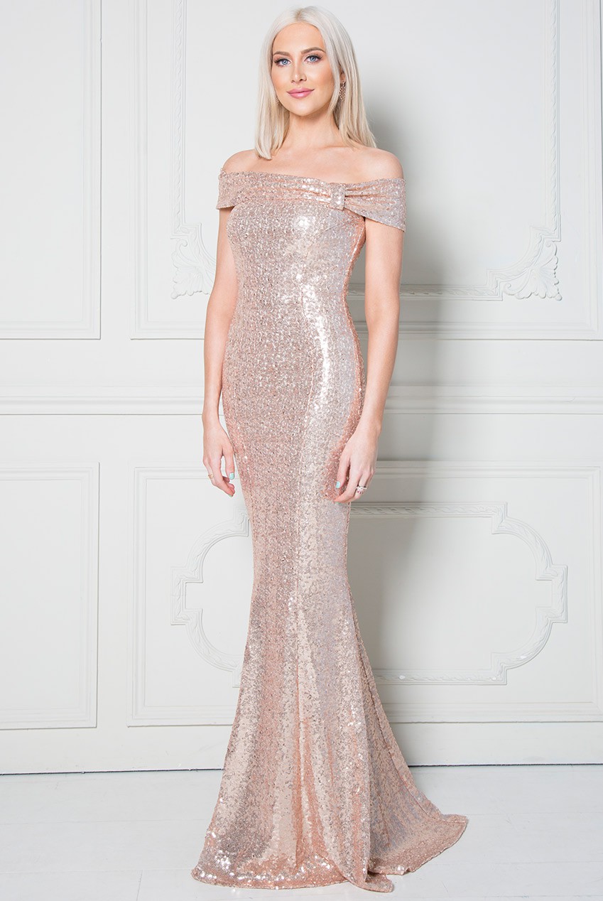 Luxusní večerní šaty Stephanie Pratt šampaň