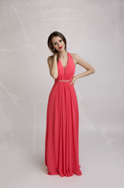 Dámské plesové a společenské dlouhé šaty ELORA růžová (Dámské šaty)