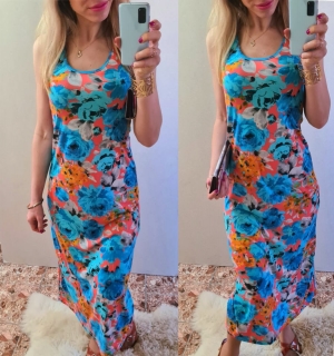 Dámské letní maxi šaty 2014 modrá