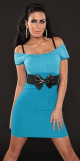 Koucla dámské mini šaty s opaskem 2062 modrá