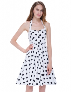Dámské šaty LEENA s puntíky bílá