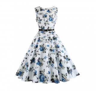 Dámské letní šaty s květy modrá