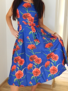 Dámské šaty ALINE s květy modrá